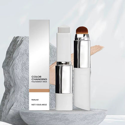 2-In-1 Color-Changing Foundation Stick Liquid Lightweight Moisturizing Brightening Foundation Color Changing for All Skin Types